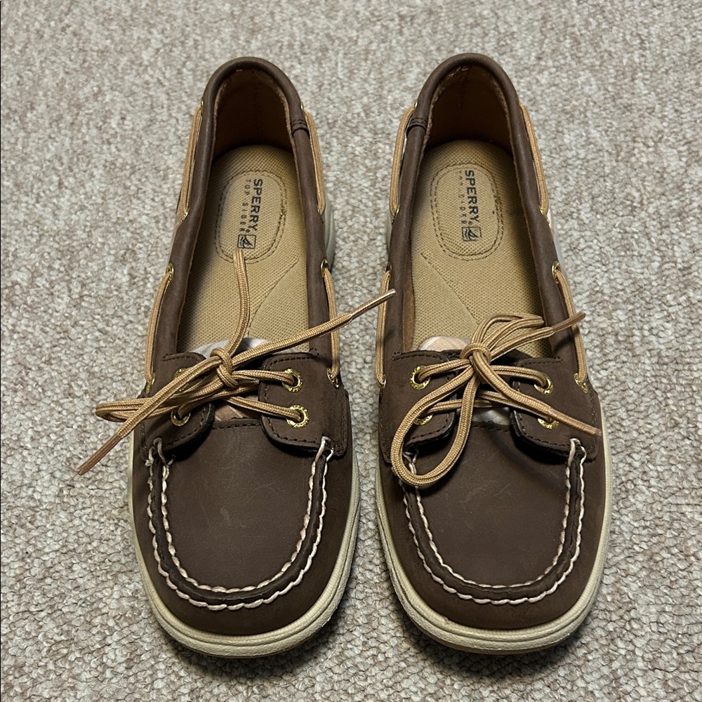 Sperry Dark Brown Leather Boat Shoes size 7.5